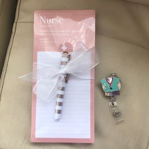 Nurse notepad w pen gift set & ID badge clip